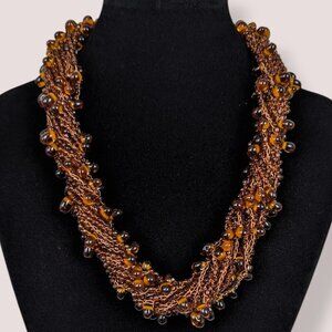 15-Strand Glass Beaded Torsade Necklace